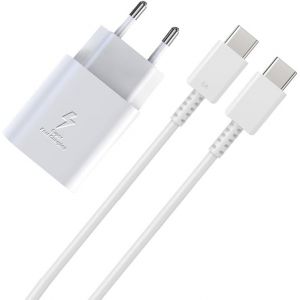 KALANKA-25W Chargeur Rapide avec C&acirc;ble Type C pour Samsung Galaxy S22 S23 Ultra S21 S21 FE 5G S20 A54 A53 A34 A33 A14 A13 USB C Ultra USB C Super Rapide iPad Pro Huawei Chargeur Blanc - Neuf