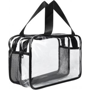 KALANKA-Grande trousse de toilette transparente en PVC épais étanche avec poignées - Trousse de toilette de voyage avec fermetures éclair pour femmes, filles et hommes, transparent, Simplicité - Neuf