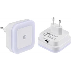 2pcs Veilleuse Lampe Led De 1w Automatique Avec Capteur De Mouvement Physique Pir Pour Chambre D`Enfant/Toilette/Entr&eacute;e/Escalier/Couloir/Passage-Lumi&egrave;re Blanche - Neuf