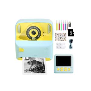 Appareil photo instantan&eacute; pour enfants avec carte m&eacute;moire de 32 Go et 5 rouleaux de papier - Bleu - Neuf