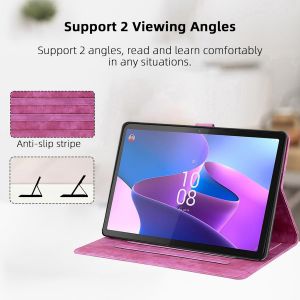 Coque Pour Lenovo Tab P12 2023 12.7 Pouces (Tb370fu), Housse De Protection Multi-Angles &Eacute;tui En Cuir Pu Avec Boucle De Stylo, Fente Pour Carte, Auto R&eacute;veil/Sommeil, Rose - Neuf