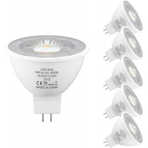 Kal-Ampoule Led 12v Gu5.3 5w Blanc Chaud 3000k, Équivalent Halogène 50w, Ac/Dc 12v/ 24v Ampoule Led Mr16, 470lm, Angle De Faisceau 38° Ampoule Spot Led Gu5.3, Non Dimmable, Lot De 6 - Neuf