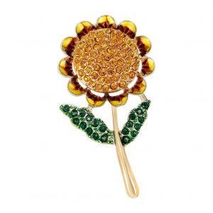 Broche Tournesol En Alliage A La Mode Pour Femme Avec Strass En Cristal - Neuf