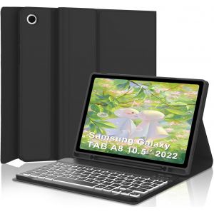 ChenQuanSarl-Coque Clavier Samsung Galaxy Tab A8 10.5,Français Clavier Magnétique Bluetooth Rétroéclairé Pour Galaxy Tab A8 X200/X205/X207,Noir - Neuf