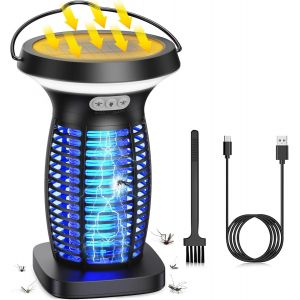 Lampe Anti Moustique Interieur Exterieur, Uv Tue Mouche Electrique, Appareil Anti Moustique Solaire Et Rechargeable Par Usb, Sans Fil Lampe Moustique Pour Chambre Jardin Camping - Neuf