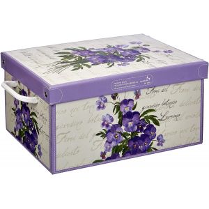 Boite de Rangement avec Couvercle, Boite en carton, Rangement Vetement, Meuble de Rangement Chambre, Bureau, Panier de Rangement, Organisateur Tiroir, Boite Cadeau, 25x35x17,5 cm SMALL VIOLETTES 2 - Neuf