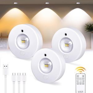 meimie-Spot Led Sans Fil Rechargeable,1200Mah Lumiere Led Vitrine Spots Cuisine Sous Meuble Autocollant Avec Touche Et Télécommande Lampe Sans Fil À Batterie,3000K 4000K 6500K Réglable,Timing,Magnétique - Neuf