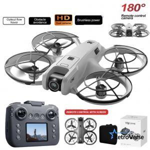 Drone V666 4k Professionnel Fpv Cam&eacute;ra 180&deg; Brushless &Eacute;vitement D&rsquo;Obstacles &Eacute;cran Int&eacute;gr&eacute; - Neuf