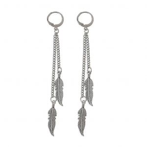 Coréen Argent Petite Feuille Pendante Boucle D'oreille Bijoux Chaîne Goutte Boucle D'oreille Pour Garçon Fille - Neuf