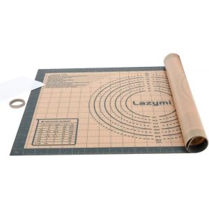 AYUHR-Antidérapant Tapis de Cuisson en Silicone extra épais, Anti-Adhérent Feuille de Cuisson Patisserie avec Mesures, Tapis de Four pour Pizza/Biscuit/Pâte (avec Coupe-Pâte) (40×60 cm, Gris) - Neuf