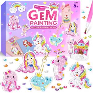 Ayuhr-Cadeau Fille 5 6 7 8 9 10 11 12 Ans Diy 5d Diamant Peinture Porte-Clés Ornements Pendentif Gem Art Porte-Clés Pour Enfants Manuelle Cadeaux 5-12 Ans - Neuf