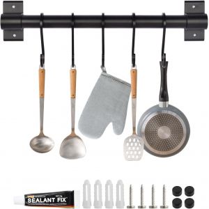Eryi-Barre À Ustensiles De Cuisine, Barre De Suspension Cuisine, Support Mural Pour Ustensiles De Cuisine Avec 5 Crochets, Barre De Suspension Cuisine 30 Cm Pour Cuisine Et Salle De Bain - Neuf