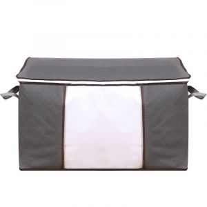 Sac de rangement horizontal gris pour couette (60 × 40 × 35 cm), sac de rangement pour emballage de vêtements, couette en coton - Neuf