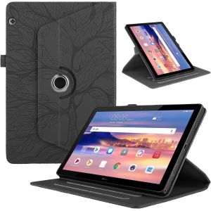 Kal-Coque Pour Huawei Mediapad T5 10.1 Pouces 2018 Tablette Etui Rotatif 360 Housse Pu Cuir Flip Support Protection Cover Case Pour Huawei Mediapad T5 10.1"" Tablette Coque,Noir Arbre - Neuf