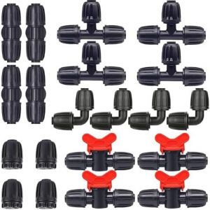 100 Pièces Goutteur Irrigation Réglable, 360 Degrés 8-Trou Micro Asperseur Goutte à Goutte avec Connecteur Barbelé & Piquet de Support pour Tube 4/7 mm, Goutteur d'irrigation Insertion, Noir - Neuf