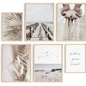 Eryi-Tableau Decoration Murale Salon - Sans Cadre - Decoration Chambre - Tableaux, Posters Et Arts Décoratifs - Deco Maison, Cuisine, Bureau (Beige Pampa Herbes, 4 X 30x40, 2 X 21x30 Cm) - Neuf