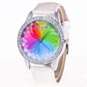 Zhoulianfa Femmes Casual Montre Cristal Color&eacute; Analogique Bracelet Bracelet Quartz Montre(Blanc) - Neuf