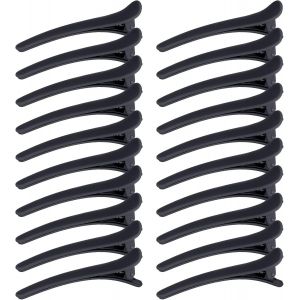 Lbgwp60-20 Pièces Pinces À Cheveux Professionnelles, Barrettes À Cheveux En Bec De Canard En Plastique Pour Femmes Filles Coiffure Salon Outil - Noir 7.5 * 1.3cm - Neuf