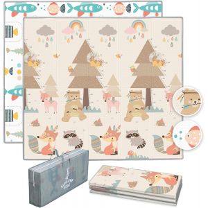 Tapis De Jeu Pour Enfant Tapis De Sol Xxl En Mousse Epais Pliable Reversible - Tapis D'&eacute;veil Pour B&eacute;b&eacute; - Tapis De Motricit&eacute; Favorisant Le D&eacute;veloppement Sensoriel Cadeau B&eacute;b&eacute; - Neuf