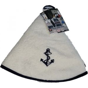 Essuie Mains Torchon Rond 60 Cm Brode Ancre Blanc - Neuf