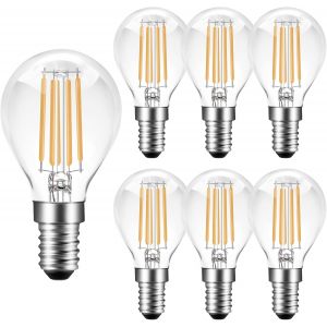 Kal-E14 Ampoule Led,Ampoule Edison Vintage P45 Dimmable,2700k Blanc Chaud,350lm,Ampoule À Filament Led E14,Remplacement De L¿Ampoule 35w,Dimmable,Transparent,6 Unité (Lot De 1) - Neuf