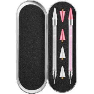 Kal-Lot De 2 Outils De Pointillage Pour Pierres -Crayon À Ongles -Stylo À Strass -Stylo De Décoration -Strass -Outil De Pointage Pour Ongles -Pour Bricolage Et Design D'ongles - Neuf
