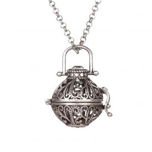 Collier En Strass, Diffuseur D'huiles Essentielles, Parfum, Aromatherapie (Or Blanc) - Neuf