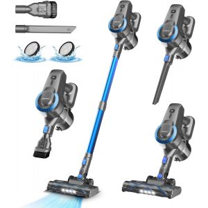 N300 Cordless Mop Vacuum Cleaner, 25KPa & 2 Speed, 175W Cordless Vacuum Cleaner, Lightweight Vacuum Cleaner, 50 Min Autonomy, 6 in 1 Bagless Broom Vacuum Cleaner for Pet Hair, Carpets, Sofa, Car - Neuf