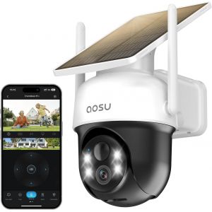 2 Paquets 2K Camera Surveillance WiFi Exterieure sans Fil Camera Solaire WiFi Exterieur, 3MP 360°Panoramique PTZ, Vision Vocturne, Alarme Lumineuse et Sonore, Audio Bidirectionnel - Neuf