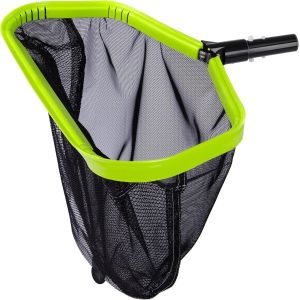 Épuisette de piscine avec sac profond double couche,cadre en aluminium robuste avec maille fine,vert (sans poteau) - Neuf