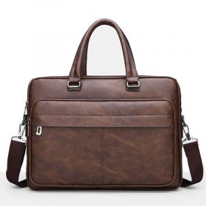 Étui à Bombes en Cuir PU pour Homme,Sac à Main pour Ordinateur Portable,Dossier lancé au Bureau,Vintage,Sacoche à Bandoulière,Portefeuille de Styliste - Dark brown - Neuf
