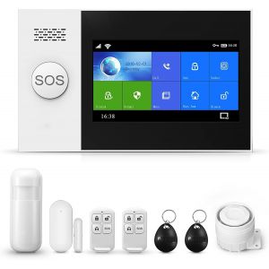 Système D'Alarme De Sécurité Sans Fil Avec Écran Tactile Complet De 4,3"" Avec Application Téléphonique, Capteur De Porte/Fenêtre, Télécommande, Fonctionne Avec Alexa Pour La Maison[MAT790752] - Neuf