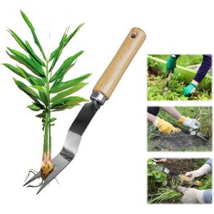 Checarzhn--No1-Outil De Désherbage Manuel Avec Manche En Bois, Arracheur Mauva Herbe En Aciers Inoxydables, Couteau Arrache Racine Manuel, Outils Jardinage Pour Pissenlit, Mauva Herbe, Fleurs, Plante - Neuf