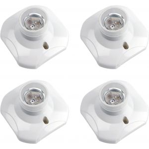 KALANKA-Douille Plafond E27 à Visser, Douille E27 Garage, AC 220-240V, Support Douille pour Ampoule LED, Base Plafonnier Culot E27, Base de Lampe Plastique Blanche pour Lampe au Mur, lot de 4 - Neuf