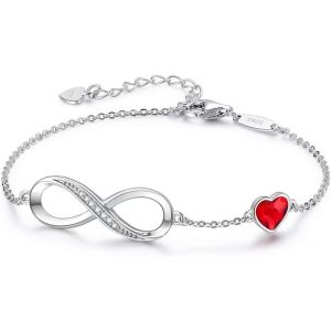 Kalanka-Bracelet Femme Argent 925 Infini, Bracelet D¿Amour Femme Réglable, Bijoux Femme Cadeaux Noël Femme Anniversaire Fête Des Mères Cadeau Maman Infinity Heart Bracelets Silver - Neuf