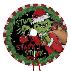 Jupe de sapin de No&euml;l 120 cm, compatible avec les d&eacute;corations Grinch et Chat, style champ&ecirc;tre, douce et festive. - Neuf