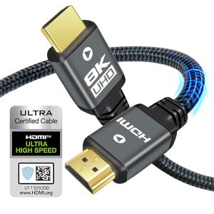 C&acirc;ble HDMI 2.1 2m 8K, 48Gbps Ultra Haute Vitesse Cable HDMI 4K@120Hz 144Hz 10K 8K@60Hz eARC HDCP 2.2 & 2.3 Dynamic HDR 3D pour PS5, PS4, HDTV, Monitor - Neuf