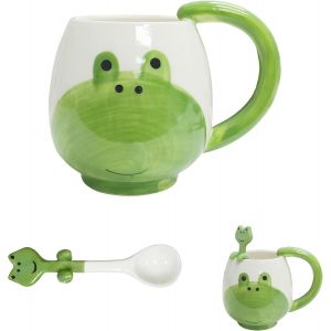 Eryi-Tasse De Grenouille, Tasse De Grenouilles Avec Cuillère, Tasse À Café De Dessin Animé Mignon, Tasse De Grenouille En Céramique Pour Femmes, Amis, Enfants, Anniversaire, Noël - Neuf