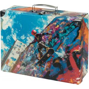 nzqaf-Valise pour enfants pour jouets et fournitures scolaires, valise en carton, valise à jouets, valise de jeu, valise pliable pour enfant, valise pliante avec poignée en métal, Skatepark - Neuf