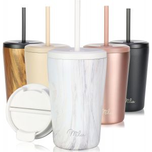 Tianyi-Mug Isotherme 400ml - Thermo Café Étanche En Acier Inoxydable, Tasse Thermique Sans Bpa, 100% Anti-Fuite (Pink-Marble, 400ml) - Neuf