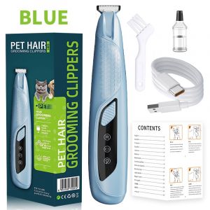 Tondeuse &Eacute;lectrique Pour Animaux - Coupe Pr&eacute;cise Des Poils Des Pattes, Oreilles Et Zones Sensibles Bleu - Neuf