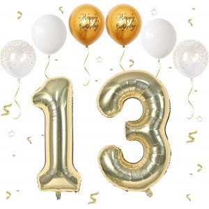Ballon Anniversaire 13/31 Ans Champagne d'or,101 CM Ballon Chiffre 13,Happy Birthday Decoration Ballons 13 Anniversaire Ballon,Décoration Ballon Numéro pour 13/31-Vole à l'Hélium - Neuf