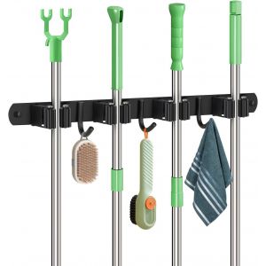 TEPPE-Accroche Balai Mural, Porte Balais Mural en Acier Inoxydable, Support Balais Mural, Accroche Balai pour Cuisine, Salle de Bain, Garage et Jardin - Neuf