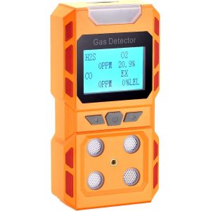 Nouveau Mod&egrave;le Portable De Type Vocal Multi-Gaz,4 D&eacute;tecteurs De Gaz Avec Grand &Eacute;cran Lcd Num&eacute;rique,Aliment&eacute; Par Batterie Au Lithium Rechargeable (Orange) - Neuf