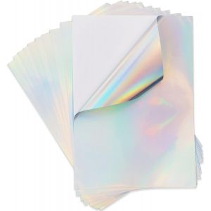 Yemaesre-Lotde 10 Feuilles De Papier Autocollant Holographique A4 Imprimable En Vinyle Séchage Rapide Imperméable Vinyle Arc-En-Ciel Papier Pour Imprimante À Jet D'encre - Neuf