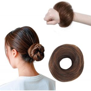 Chouchous Cheveux Lisses Pour Femmes, Chignon &Eacute;lastique Pour Cheveux, Chignon D&eacute;sordonn&eacute;, Accessoires Donut Pour Cheveux, Chignon Synth&eacute;tique Faux Pour Femmes (Brun Cendr&eacute; Moyen 30) - Neuf