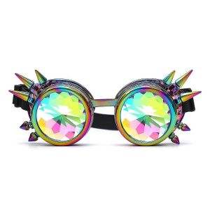 Rainbow Crystal Bling Lunettes Kaléidoscope Goth Rivets Kaléidoscope Lunettes - Neuf