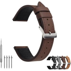 Eryi-Bracelet Montre En Cuir 20mm, Bracelet De Montre Noir Pour Homme, Bracelets Montres Souple De Remplacement, Montre Bracelet Avec Boucle En Acier Inoxydable, 18mm 20mm 22mm 24mm - Neuf