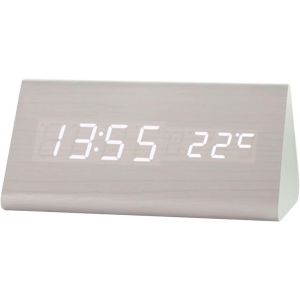 Réveil numérique LED en forme de triangle Réveil numérique avec commande vocale,fonction Snooze,date - Neuf