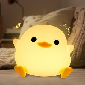Veilleuse Bébé Avec Fonction Minuterie, Veilleuse Enfant Rechargeable Par Usb, Luminosité Réglable, Kawaii Silicone Canard Deco Pour Chambre D' Enfant Cadeau Garçon Fille - Neuf